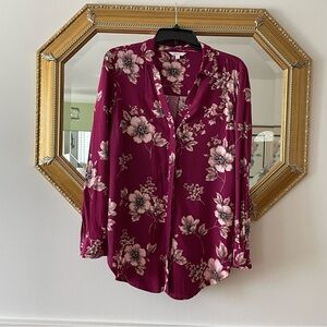 Candie's Burgundy Floral Blouse